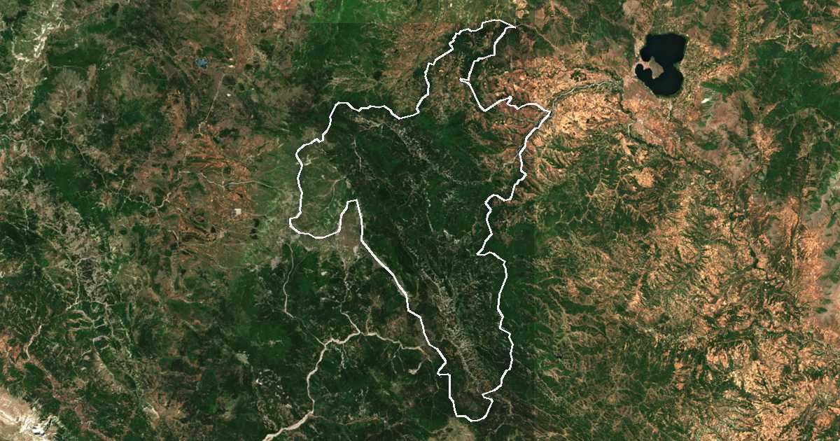 Image satellite avec la limite tracée: de Nestório