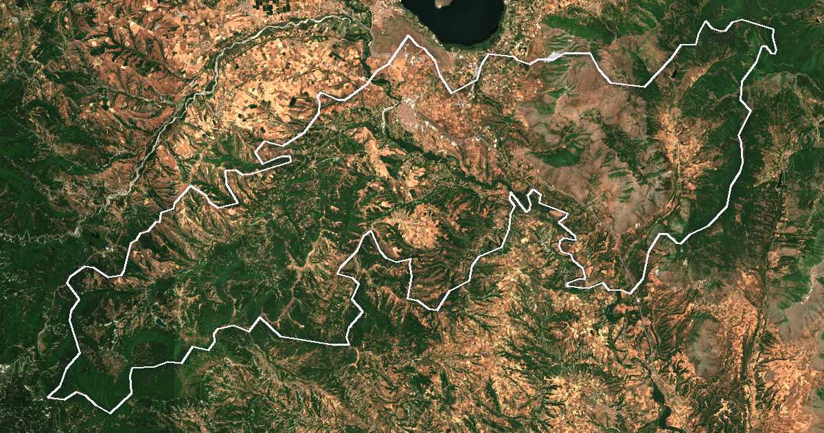 Image satellite avec la limite tracée: d'Argos Orestique