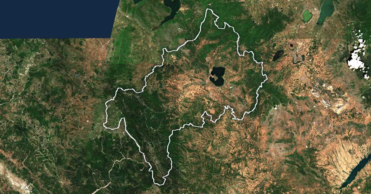 Image satellite avec la limite tracée: Nome de Kastoria
