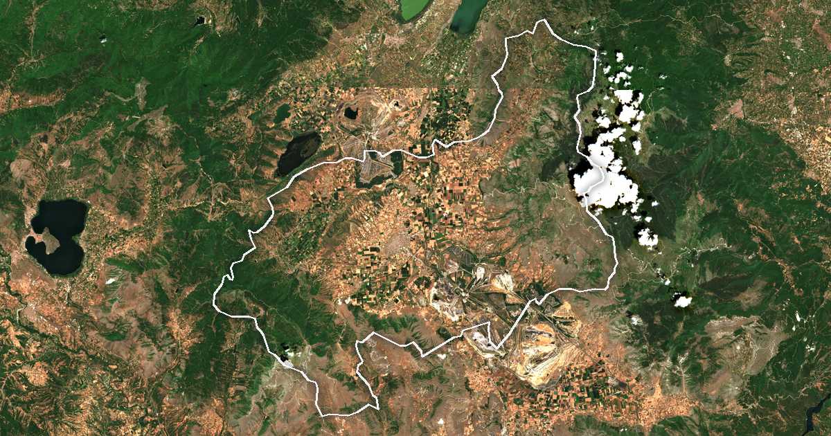 Image satellite avec la limite tracée: Éordée