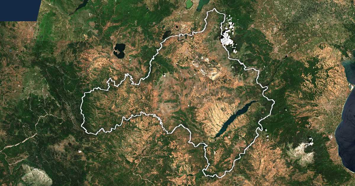 Image satellite avec la limite tracée: Kozáni